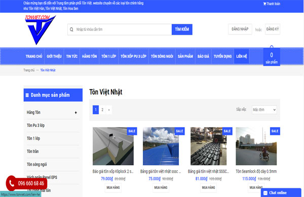mẫu thiết kế website thương hiệu tôn việt nhật